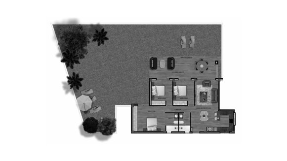 House floor plan, 3 bedrooms in Velapi Golf No. 9 (2D)